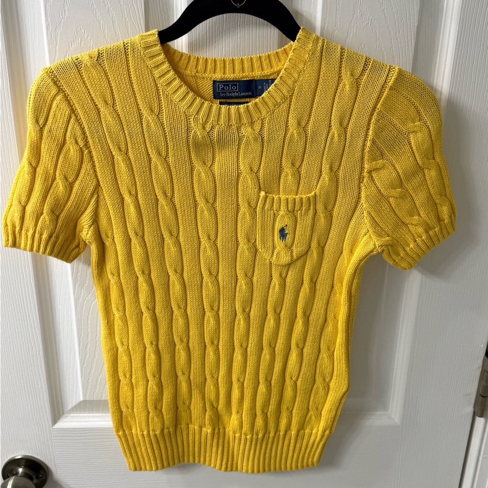 Ralph Lauren Vibrant Yellow Knit Short Sleeve Sweater